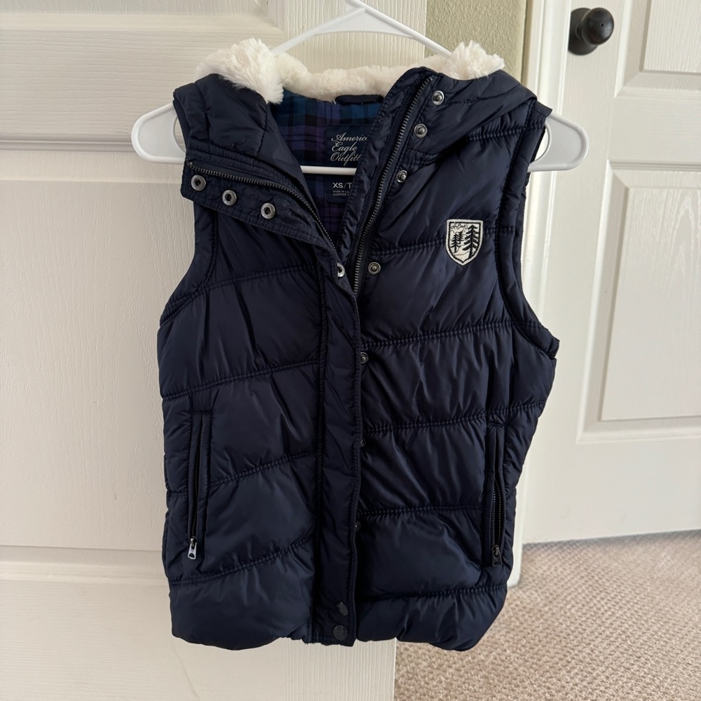 Vintage American Eagle Navy Puffer Vest XS